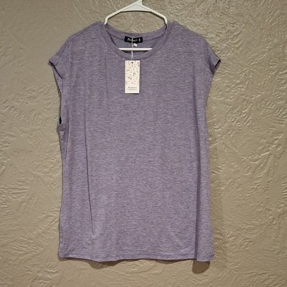 Purple Boxy Muscle Tee Sleeveless Top - Picture 2 of 4